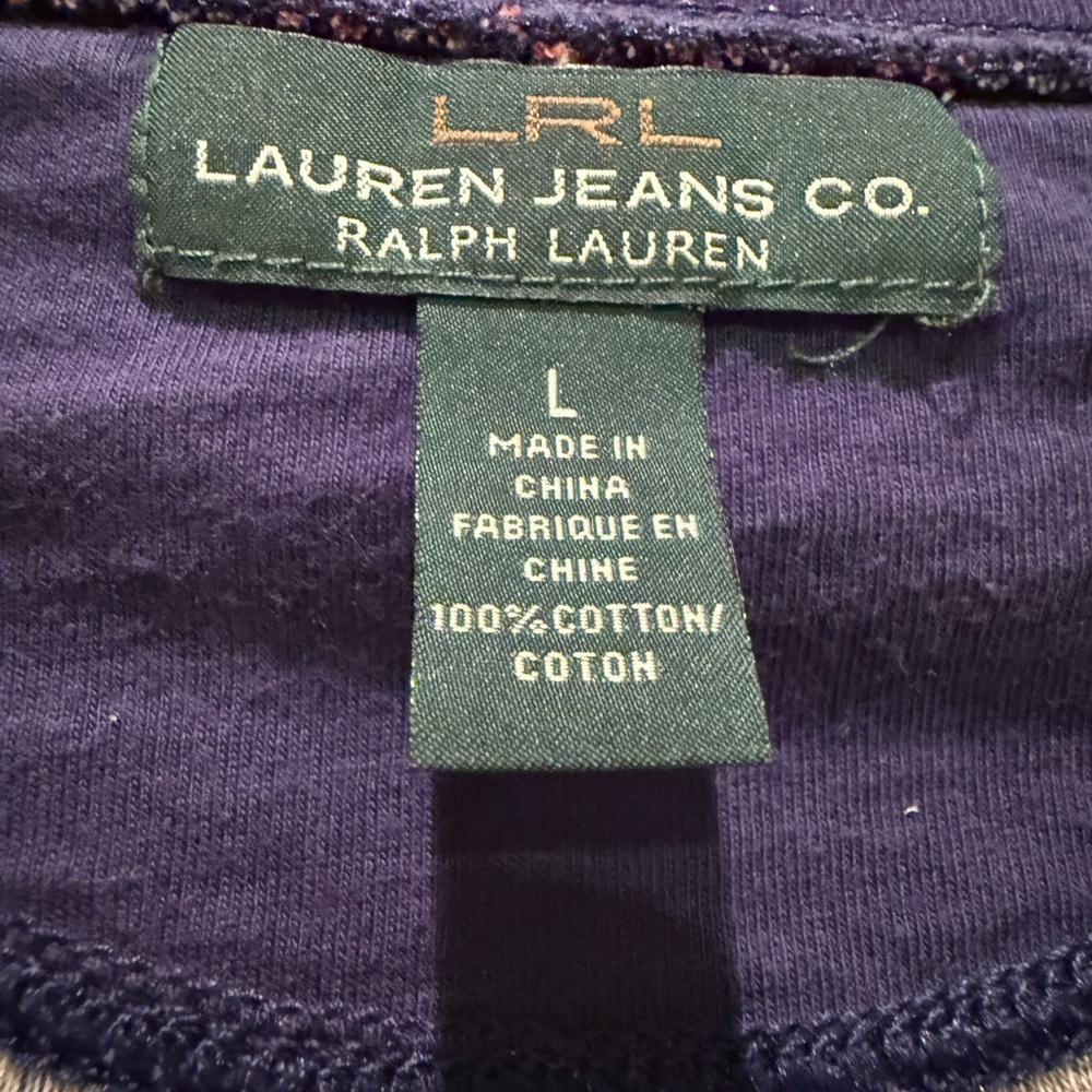 Lauren Ralph Lauren Red and Blue Patterned Long Sleeve Top - Picture 3 of 4